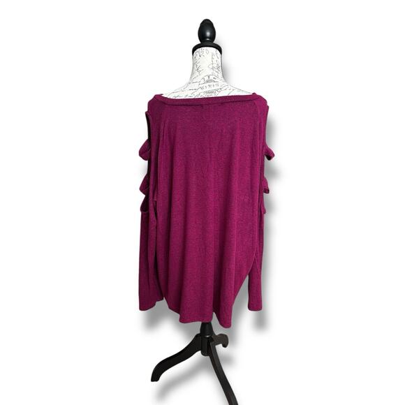 New Haptics Holly Harper Purple Super Soft Heather Lattice Long Sleeve Top 3X - Picture 2 of 6